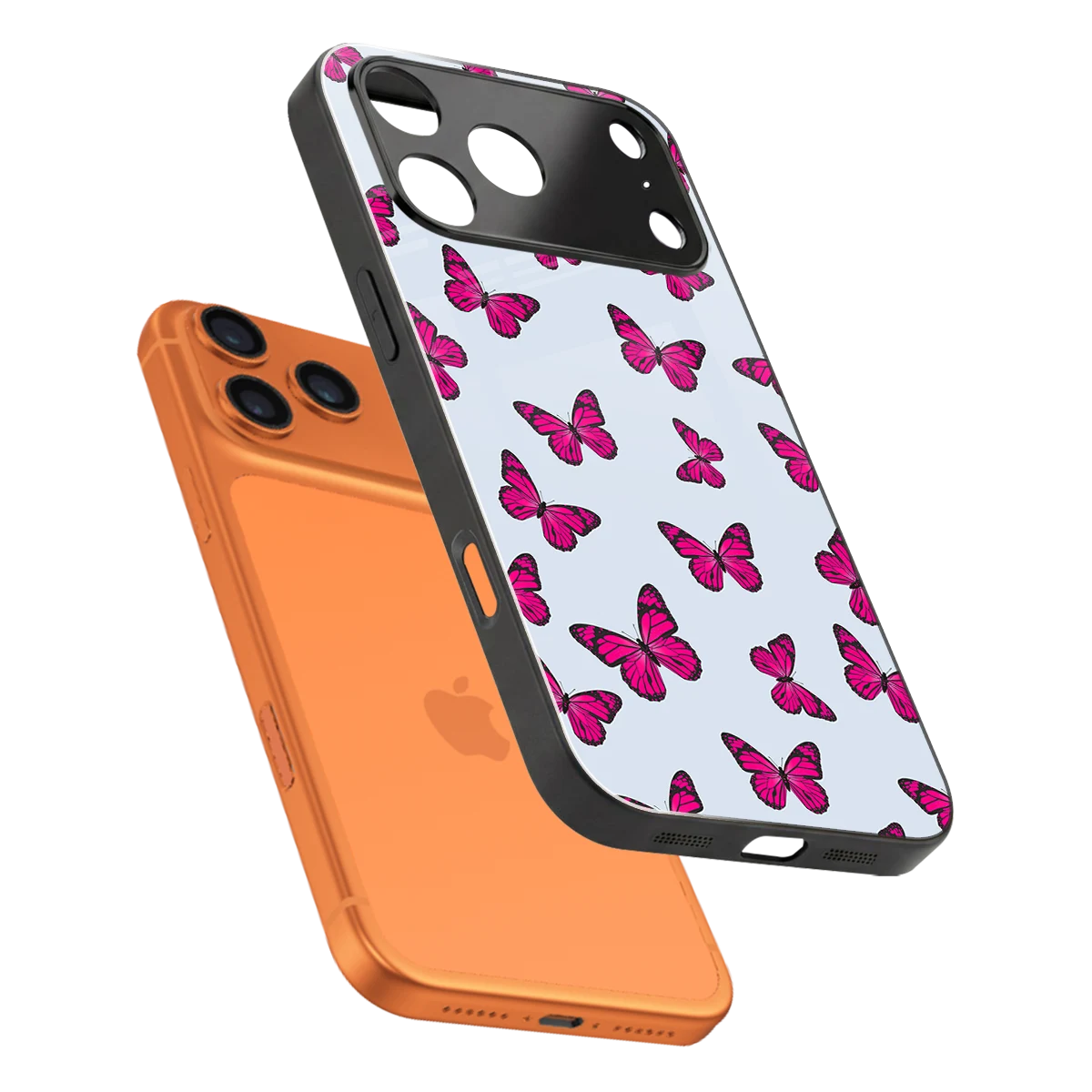 Butterfly Burst Lite sleek iphone 17 pro cover with tempered glass back and TPU edges
