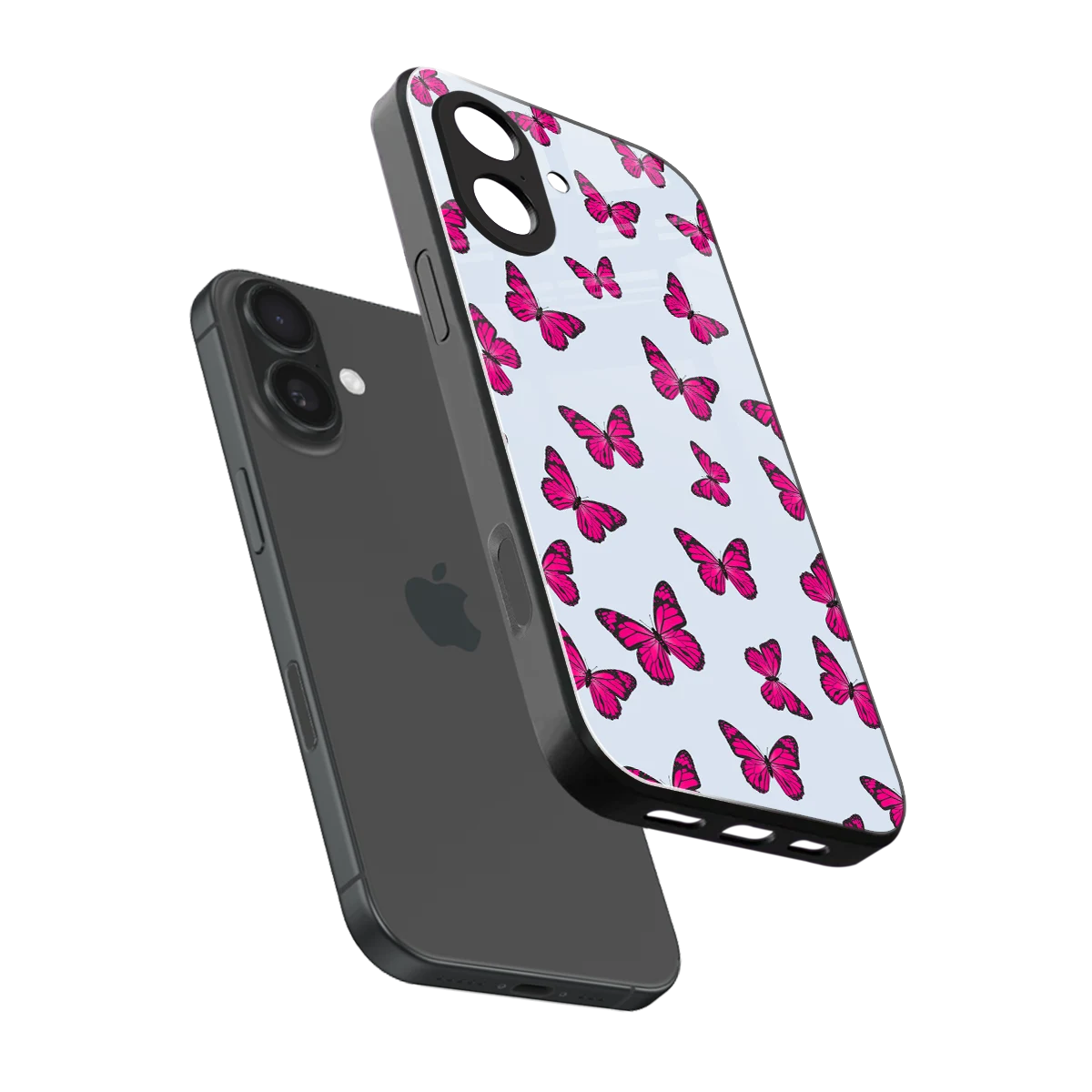 Butterfly Burst Lite sleek iphone 17 cover with tempered glass back and TPU edges