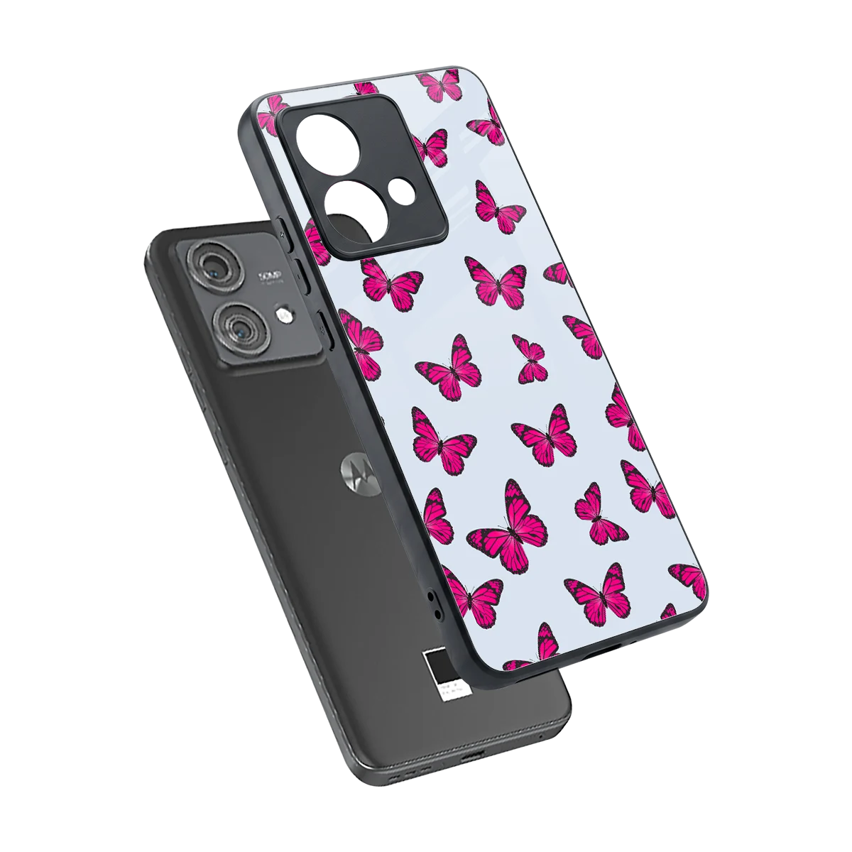 Butterfly Burst Lite sleek motorola edge 40 neo 5g cover with tempered glass back and TPU edges
