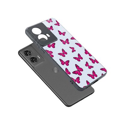Butterfly Burst Lite sleek motorola edge 50 fusion cover with tempered glass back and TPU edges