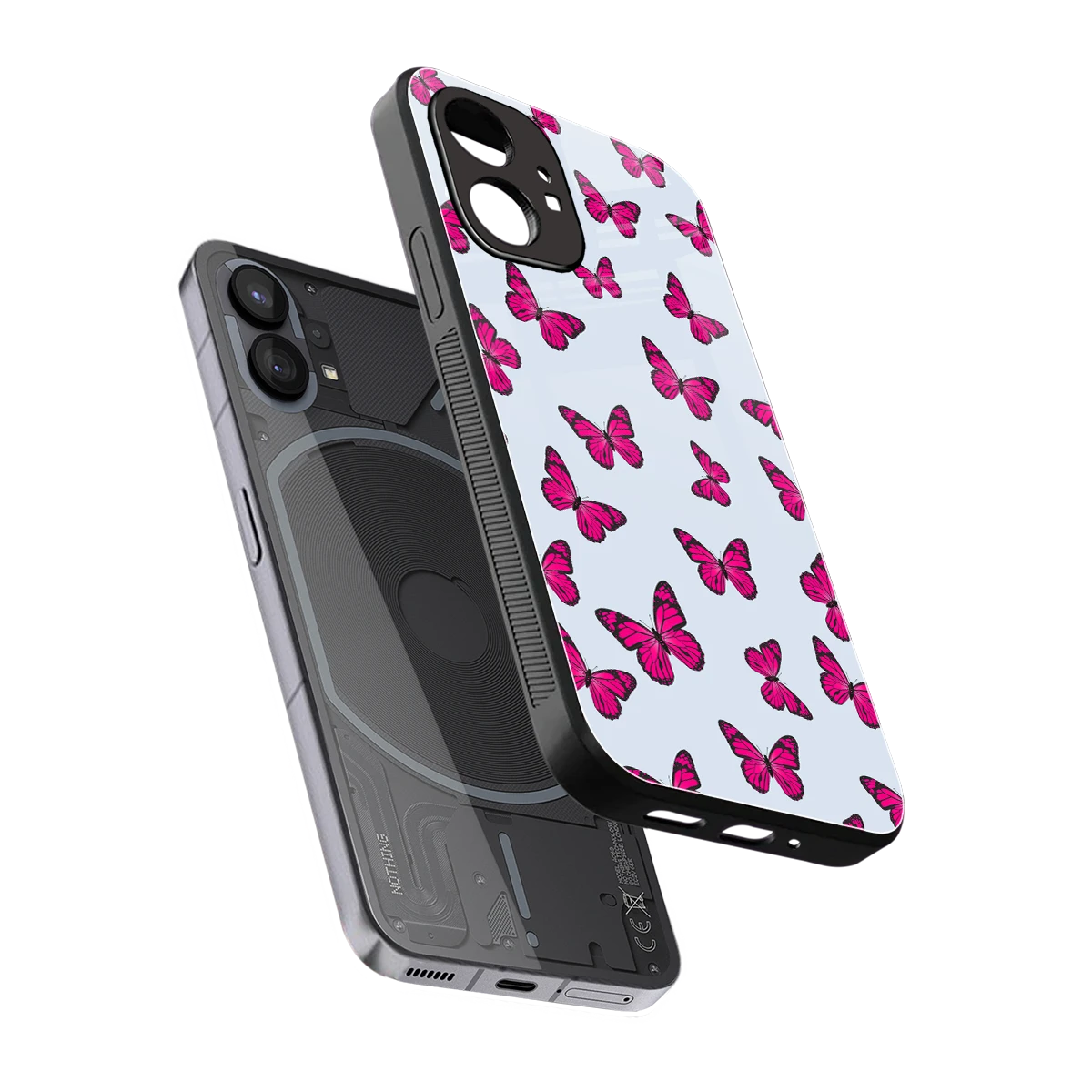 Butterfly Burst Lite sleek nothing phone 1 cover with tempered glass back and TPU edges