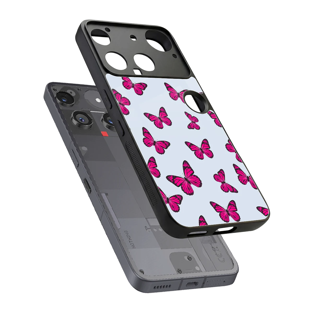 Butterfly Burst Lite sleek nothing phone 3 cover with tempered glass back and TPU edges