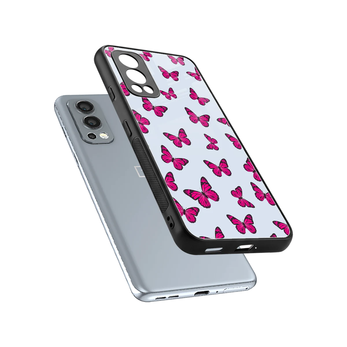 Butterfly Burst Lite sleek oneplus nord 2 cover with tempered glass back and TPU edges