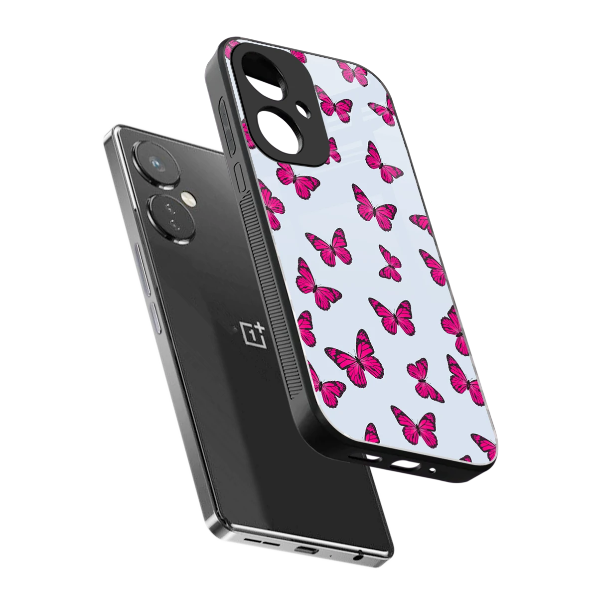 Butterfly Burst Lite sleek oneplus nord ce 3 cover with tempered glass back and TPU edges