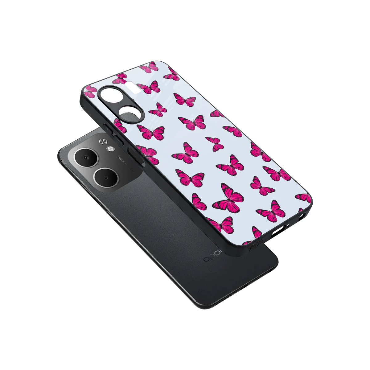 Butterfly Burst Lite sleek oppo a5x 5g cover with tempered glass back and TPU edges