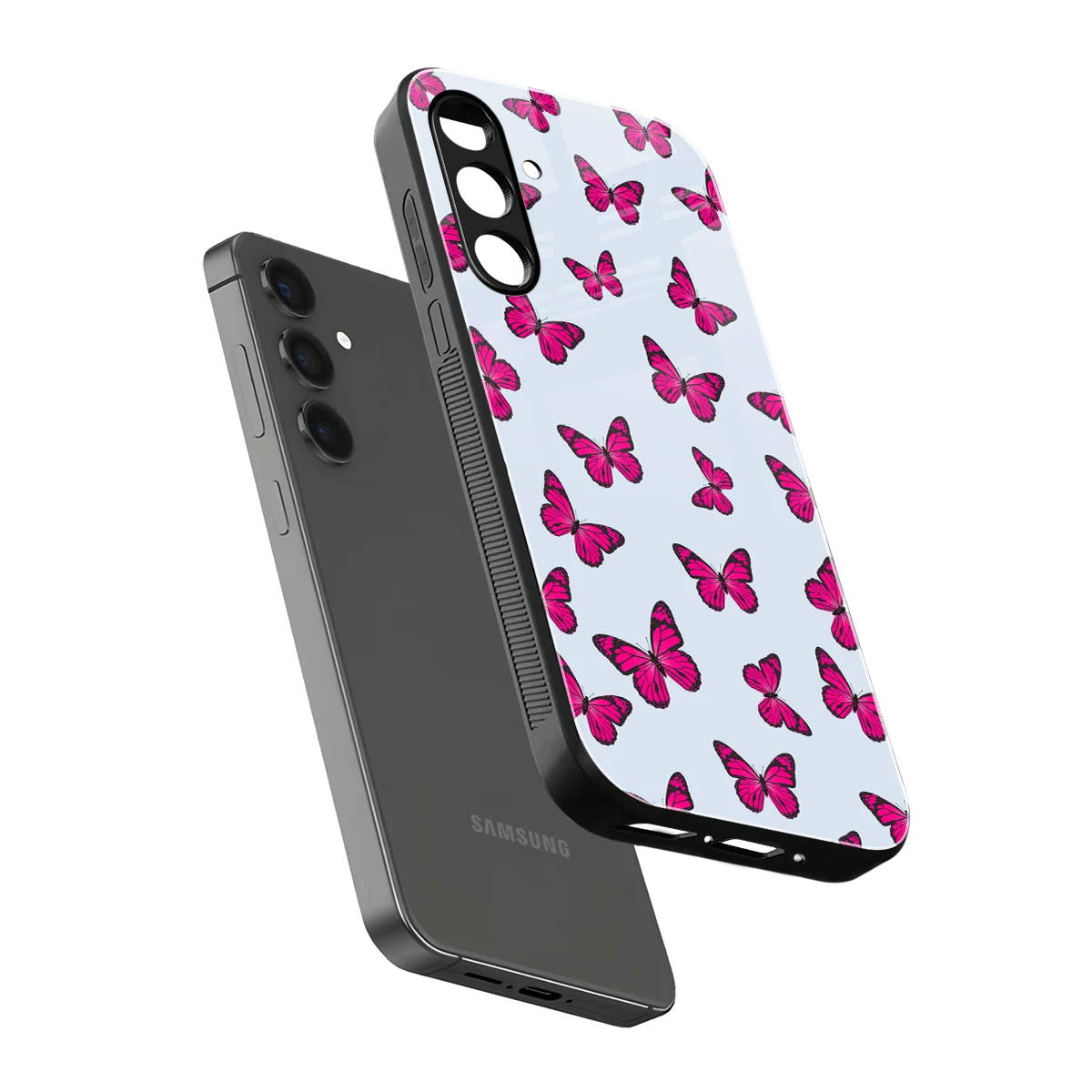 Butterfly Burst Lite sleek samsung galaxy m35 5g cover with tempered glass back and TPU edges