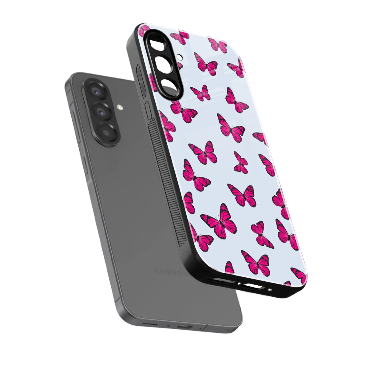 Butterfly Burst Lite sleek samsung galaxy a36 5g cover with tempered glass back and TPU edges