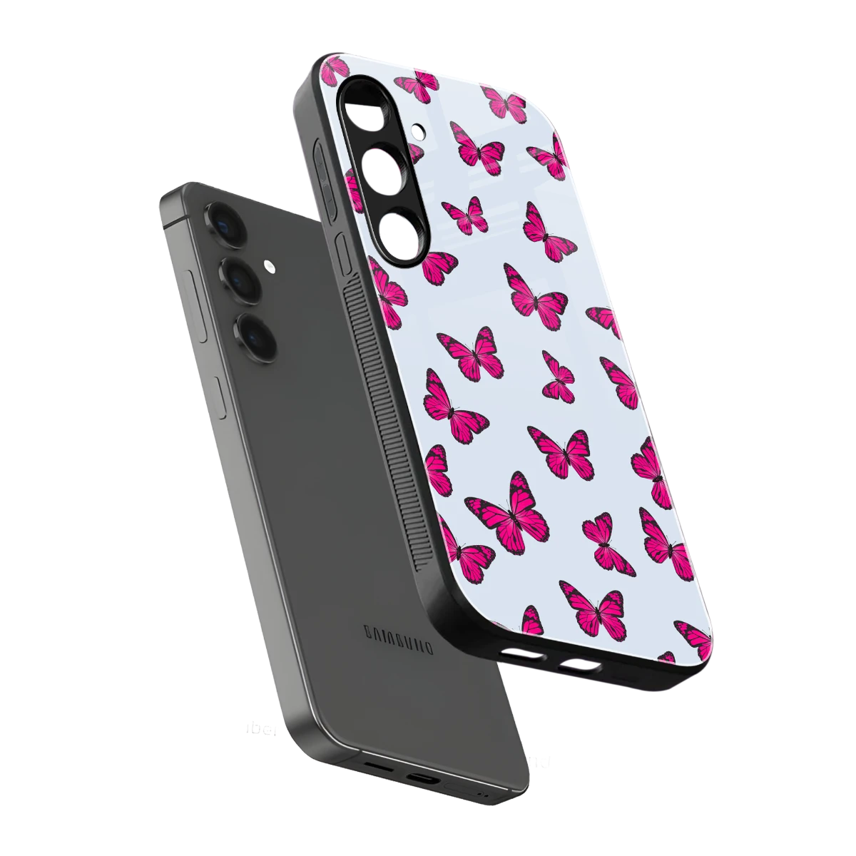 Butterfly Burst Lite sleek samsung galaxy s24 fe cover with tempered glass back and TPU edges