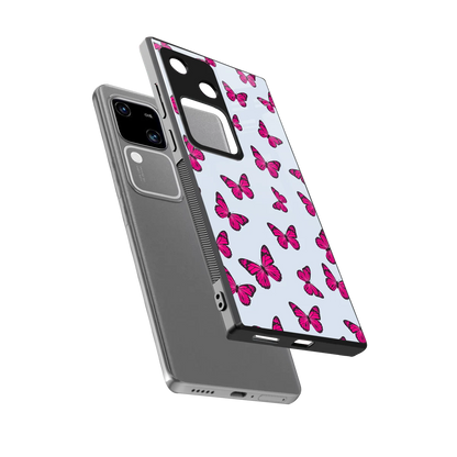 Butterfly Burst Lite sleek vivo v30 cover with tempered glass back and TPU edges