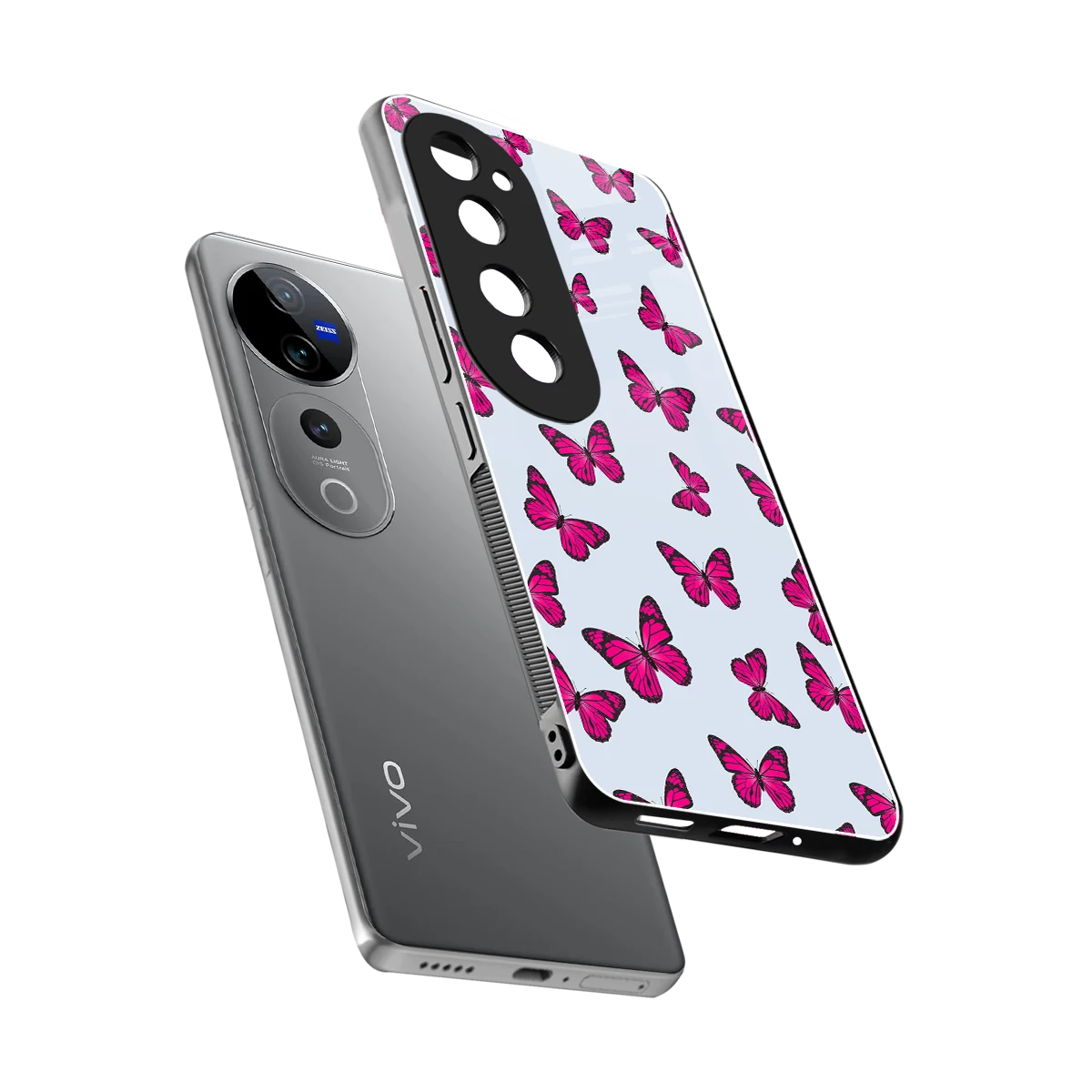 Butterfly Burst Lite sleek vivo v40 pro cover with tempered glass back and TPU edges