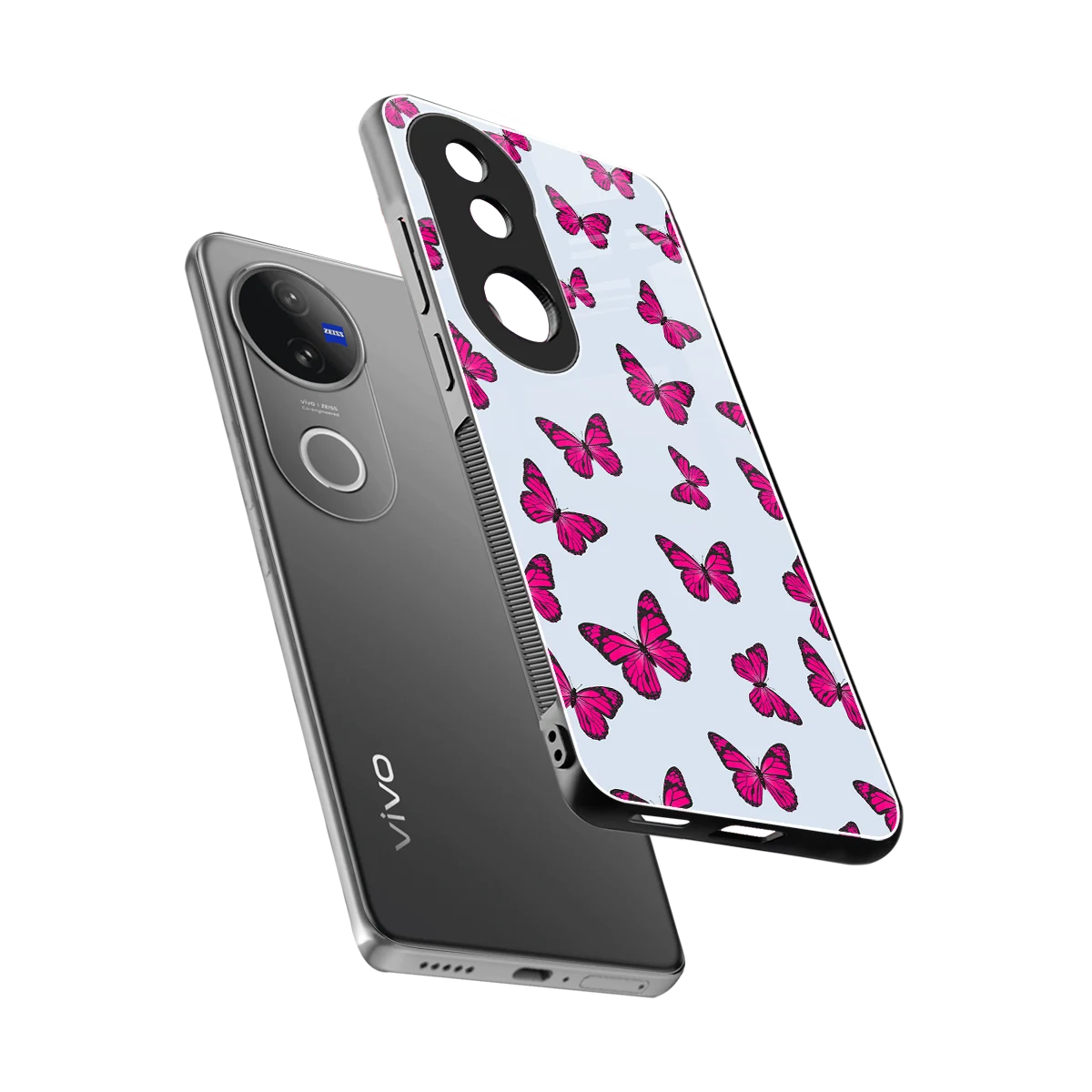 Butterfly Burst Lite sleek vivo v50 cover with tempered glass back and TPU edges