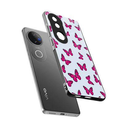 Butterfly Burst Lite sleek vivo v50 cover with tempered glass back and TPU edges