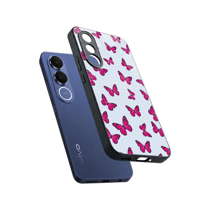 Butterfly Burst Lite sleek vivo v70 fe cover with tempered glass back and TPU edges