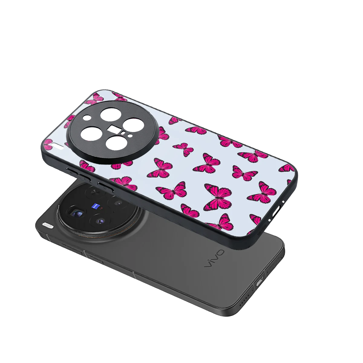 Butterfly Burst Lite sleek vivo x300 pro cover with tempered glass back and TPU edges