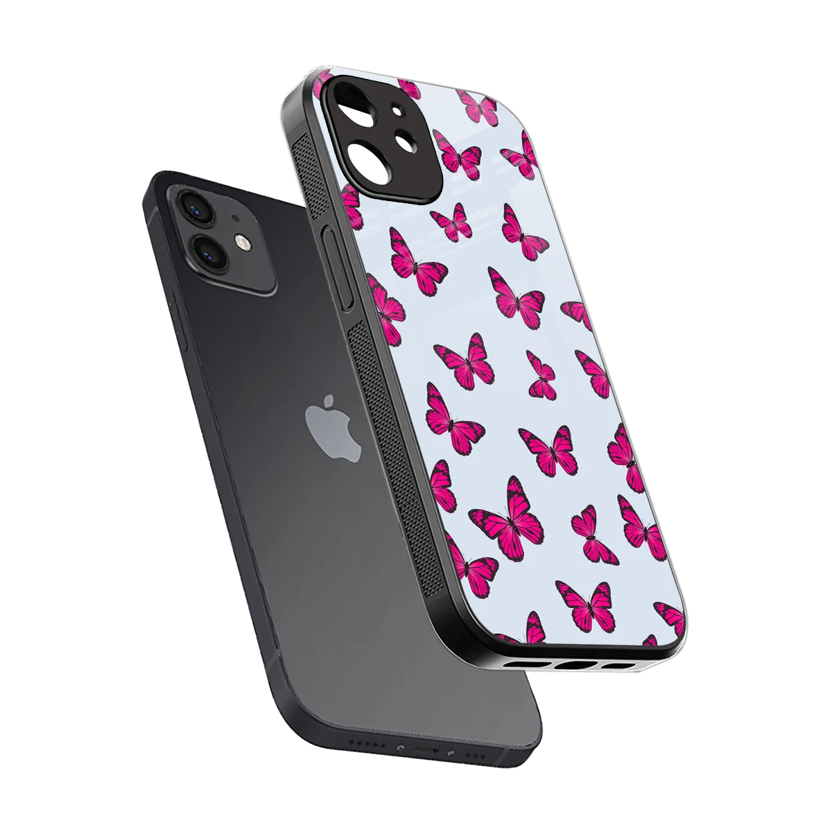 Butterfly Burst Lite sleek iphone 12 cover with tempered glass back and TPU edges