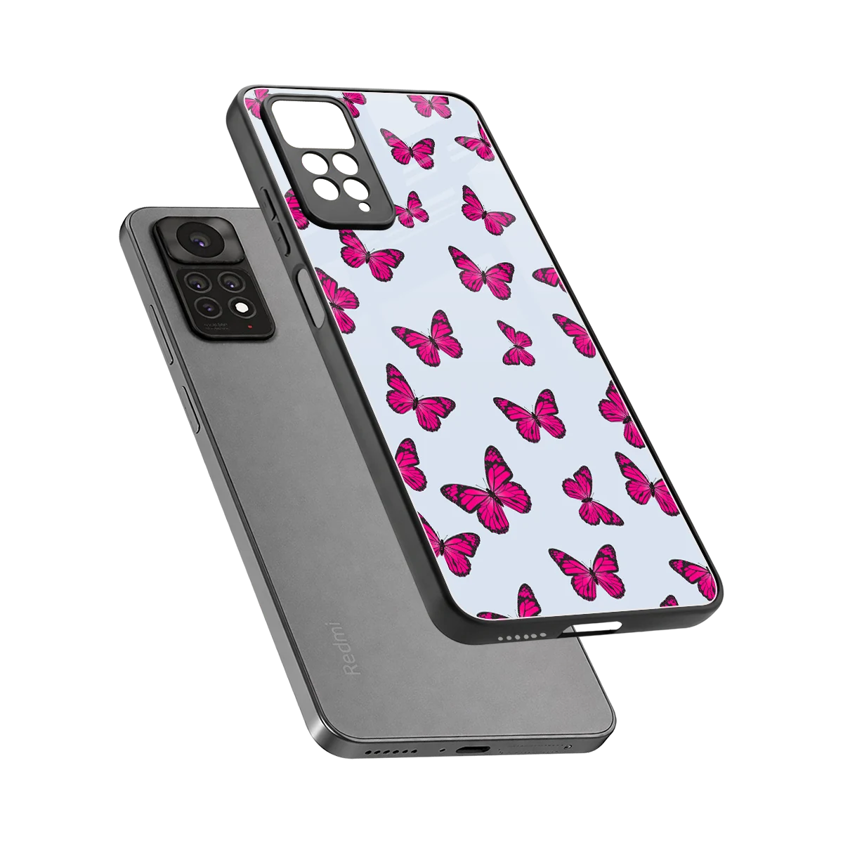 Butterfly Burst Lite sleek redmi note 11 pro cover with tempered glass back and TPU edges