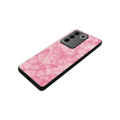 Butterfly Spectrum stylish phone case for vivo v27 5g | glossy glass and slim fit