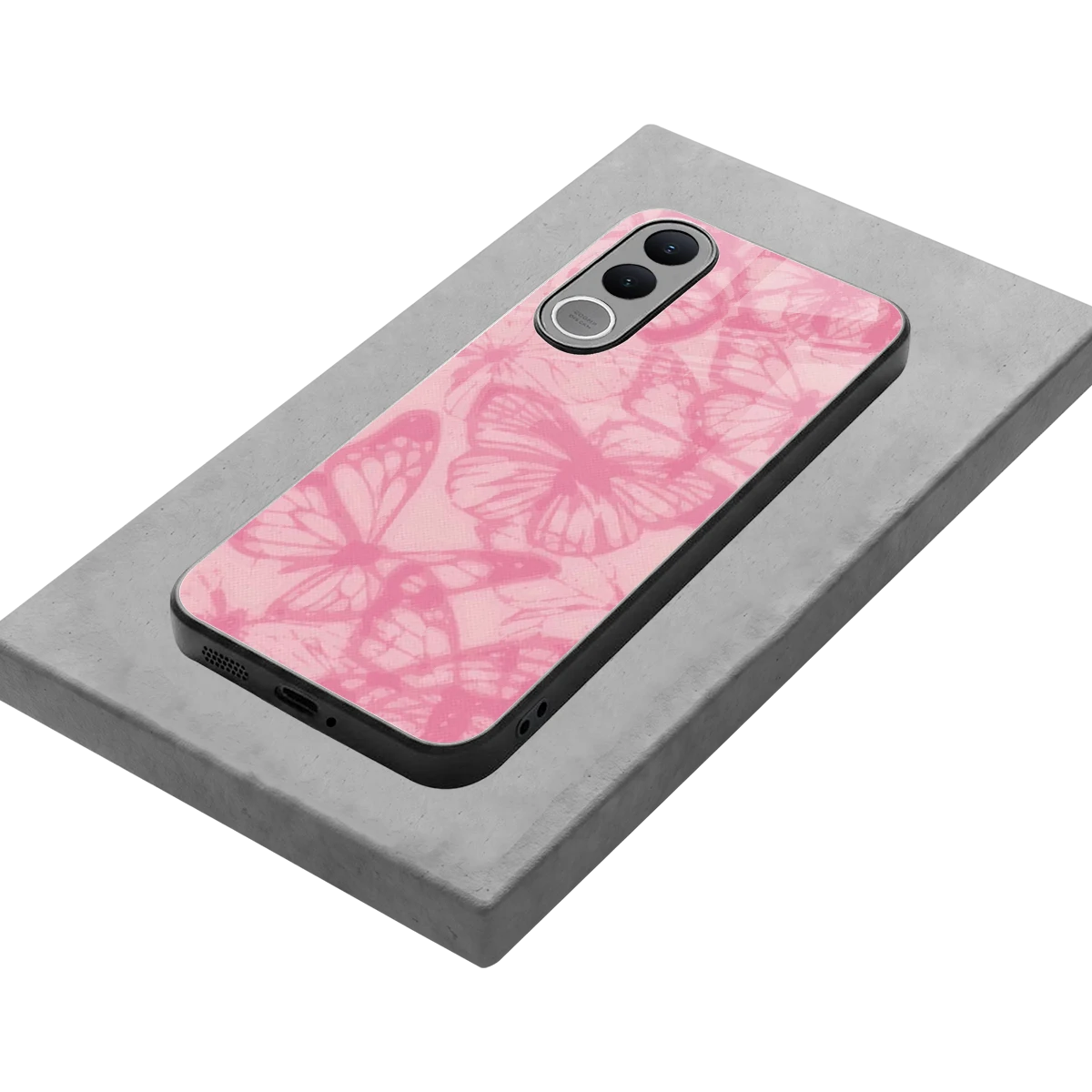 Butterfly Spectrum stylish phone case for vivo v70 fe | glossy glass and slim fit