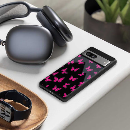 Butterfly Burst Black Phone Case for Samsung Galaxy S24 | Glass Case