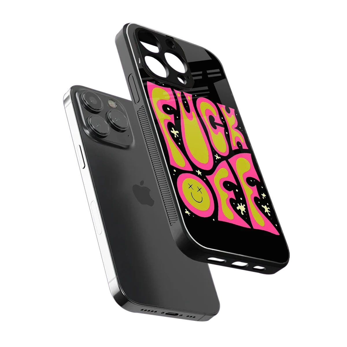 Buzz Off sleek iphone 15 pro max cover with tempered glass back and TPU edges