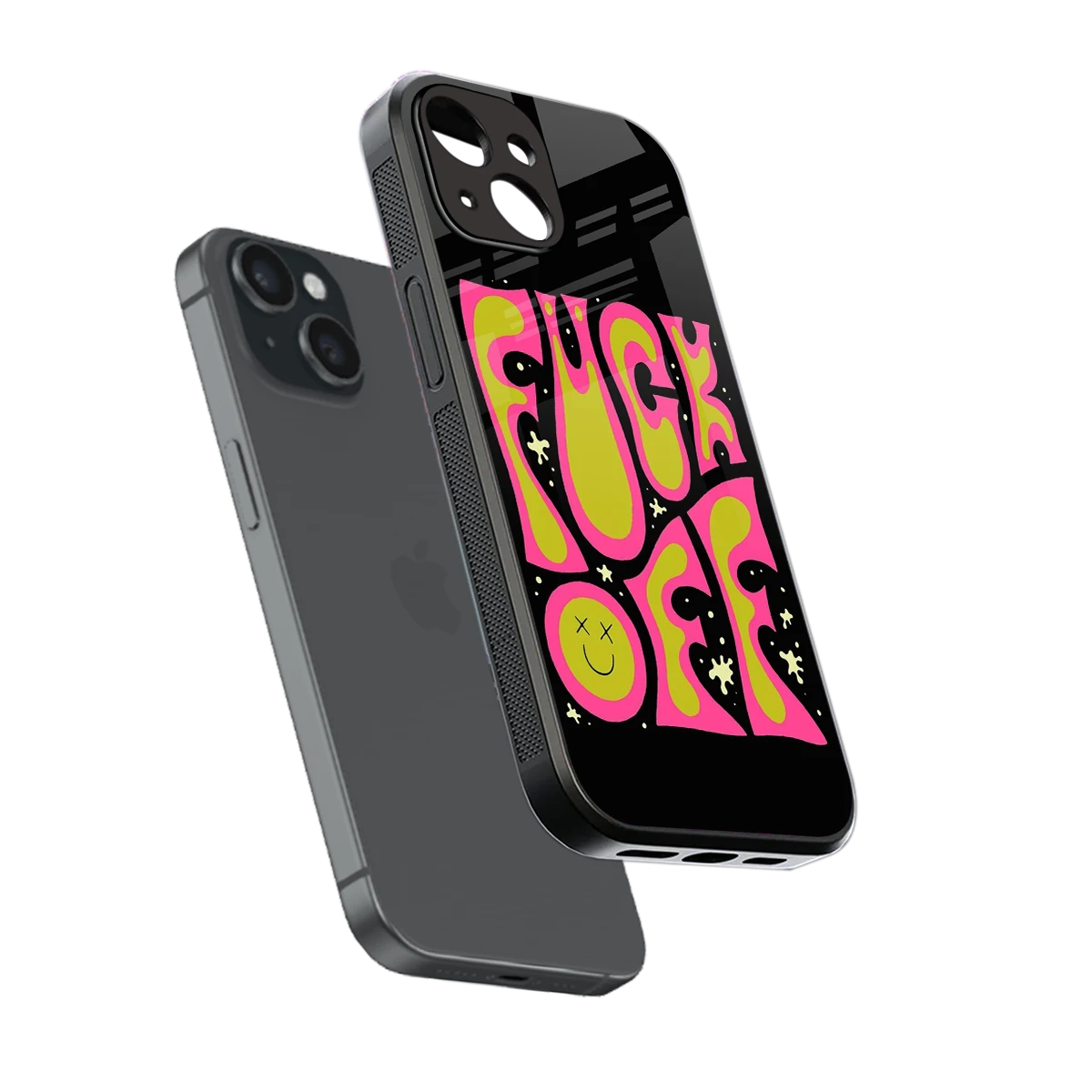 Buzz Off sleek iphone 15 cover with tempered glass back and TPU edges