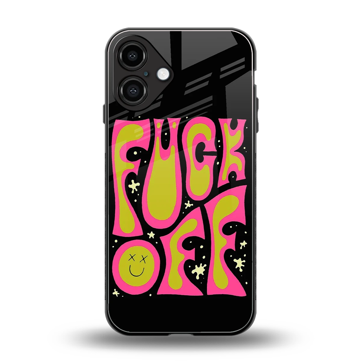 Buzz Off back phone cover | glass case for iphone 16 plus