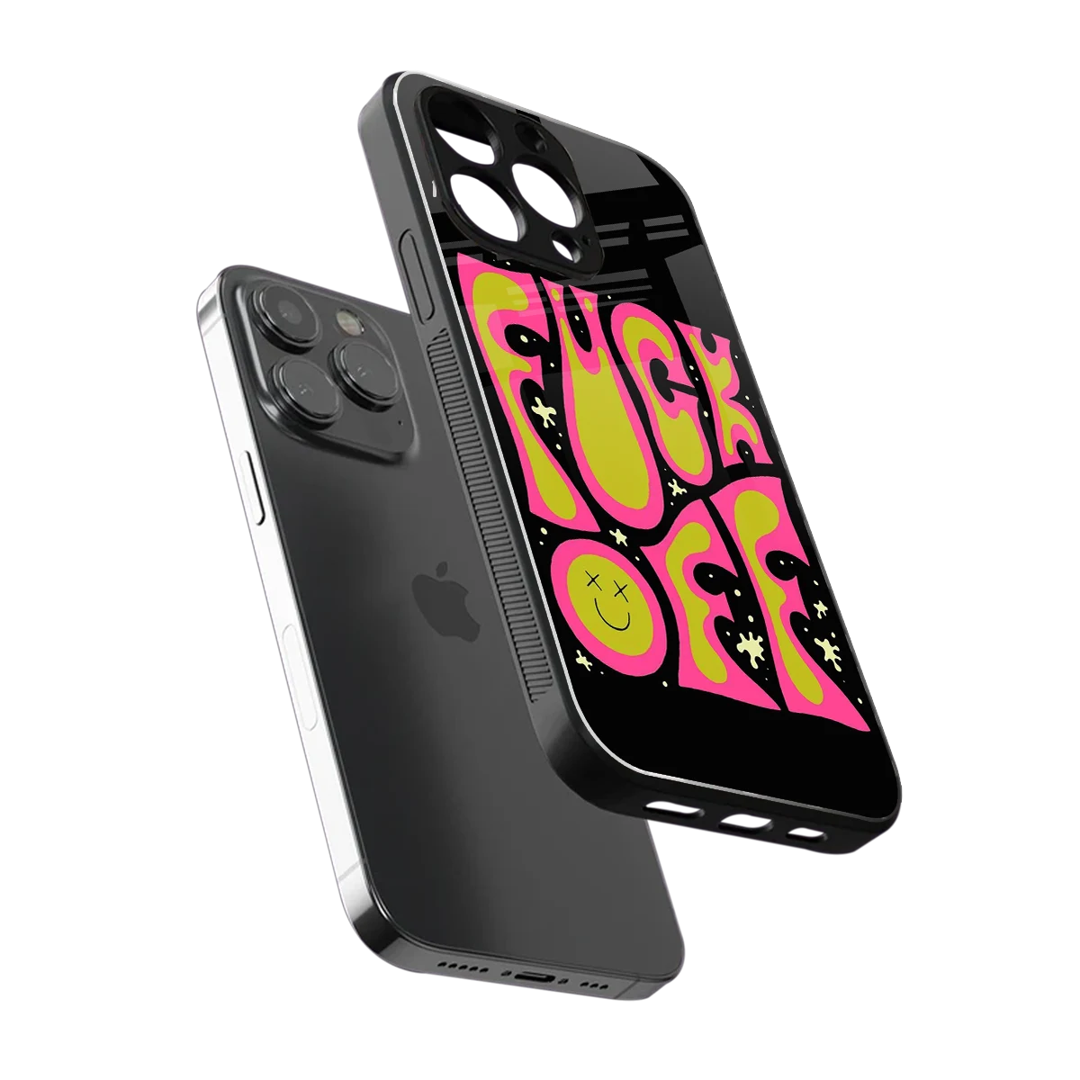 Buzz Off sleek iphone 16 pro max cover with tempered glass back and TPU edges