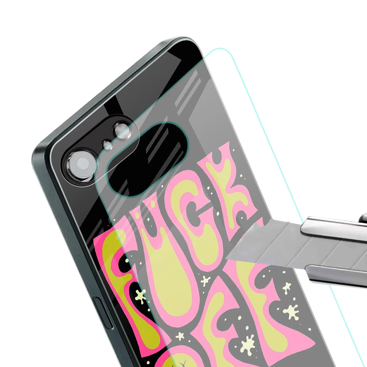 Buzz Off stylish phone case for iphone 16e | glossy glass and slim fit