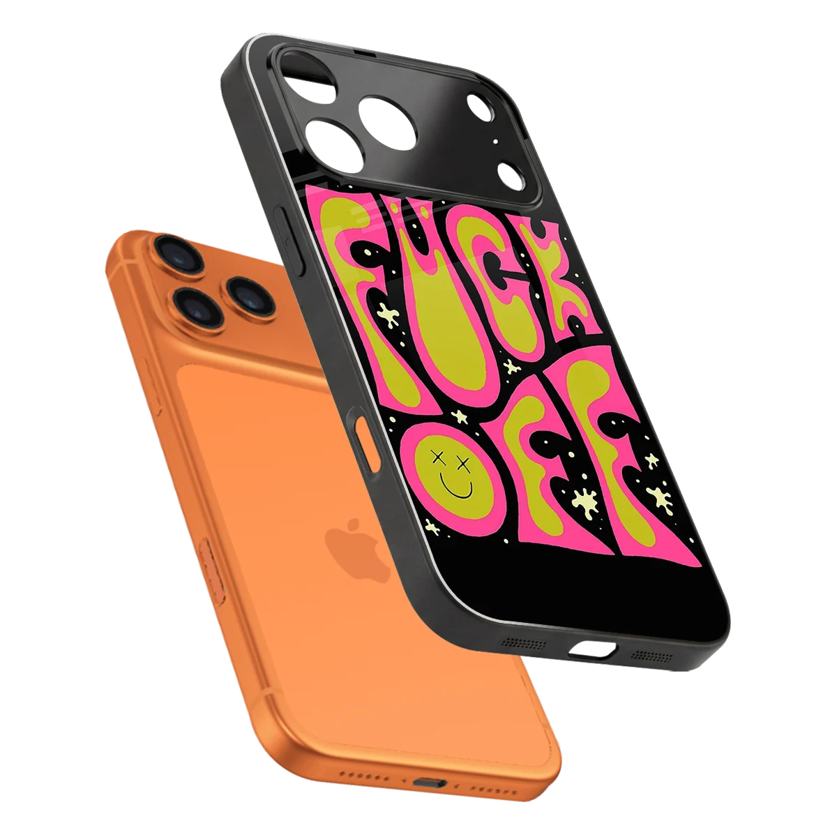 Buzz Off sleek iphone 17 pro cover with tempered glass back and TPU edges
