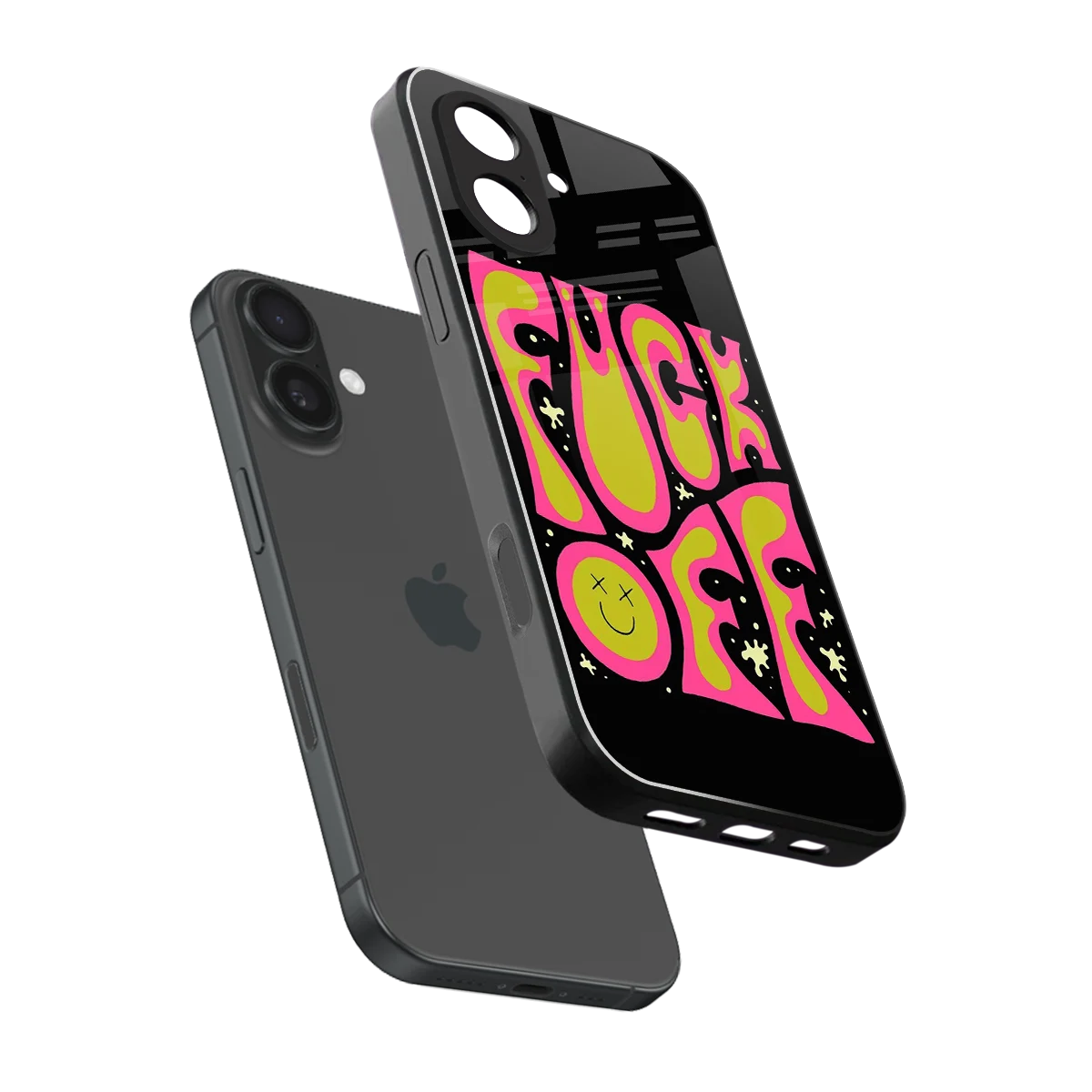 Buzz Off sleek iphone 17 cover with tempered glass back and TPU edges