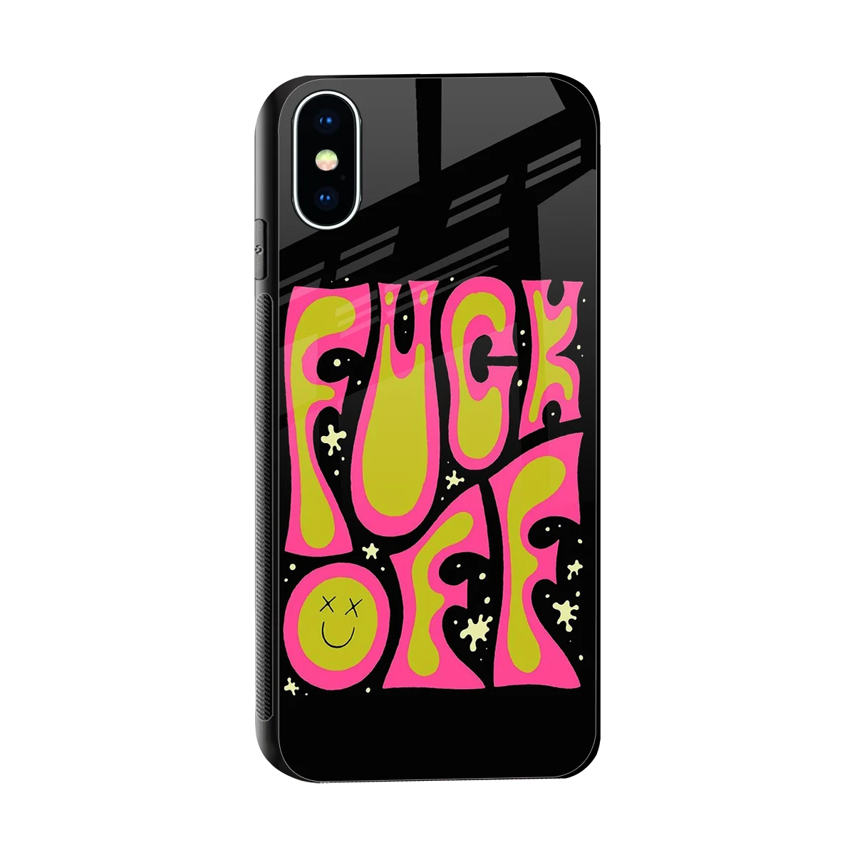 Buzz Off sleek iphone xs cover with tempered glass back and TPU edges