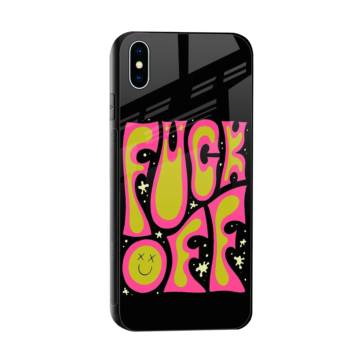 Buzz Off sleek iphone xs max cover with tempered glass back and TPU edges