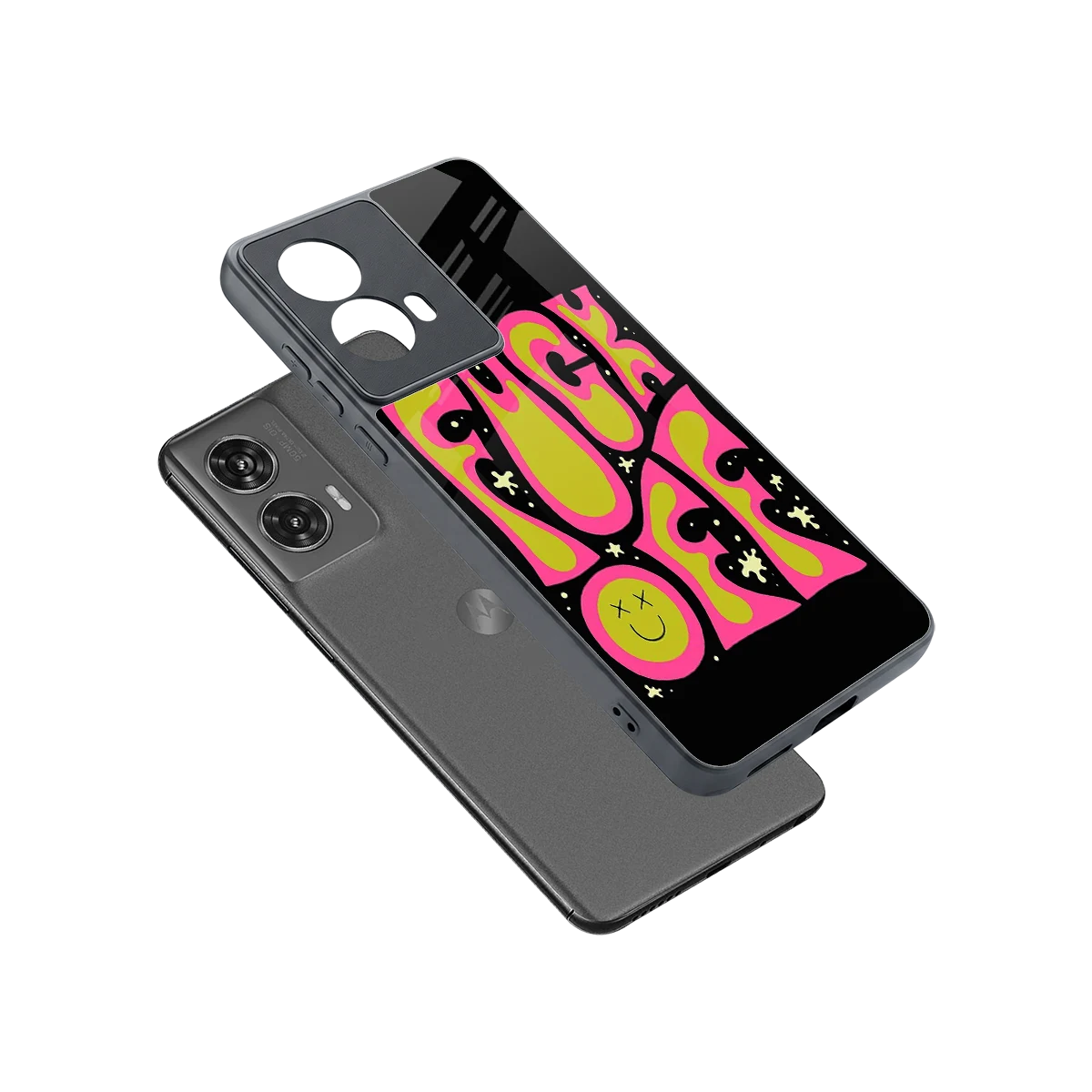 Buzz Off sleek motorola edge 50 fusion cover with tempered glass back and TPU edges