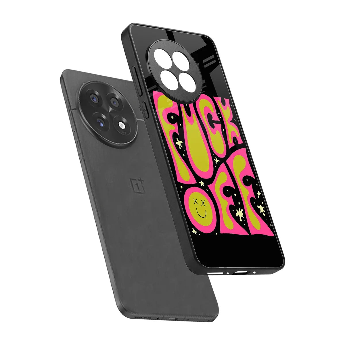 Buzz Off sleek oneplus 13r cover with tempered glass back and TPU edges
