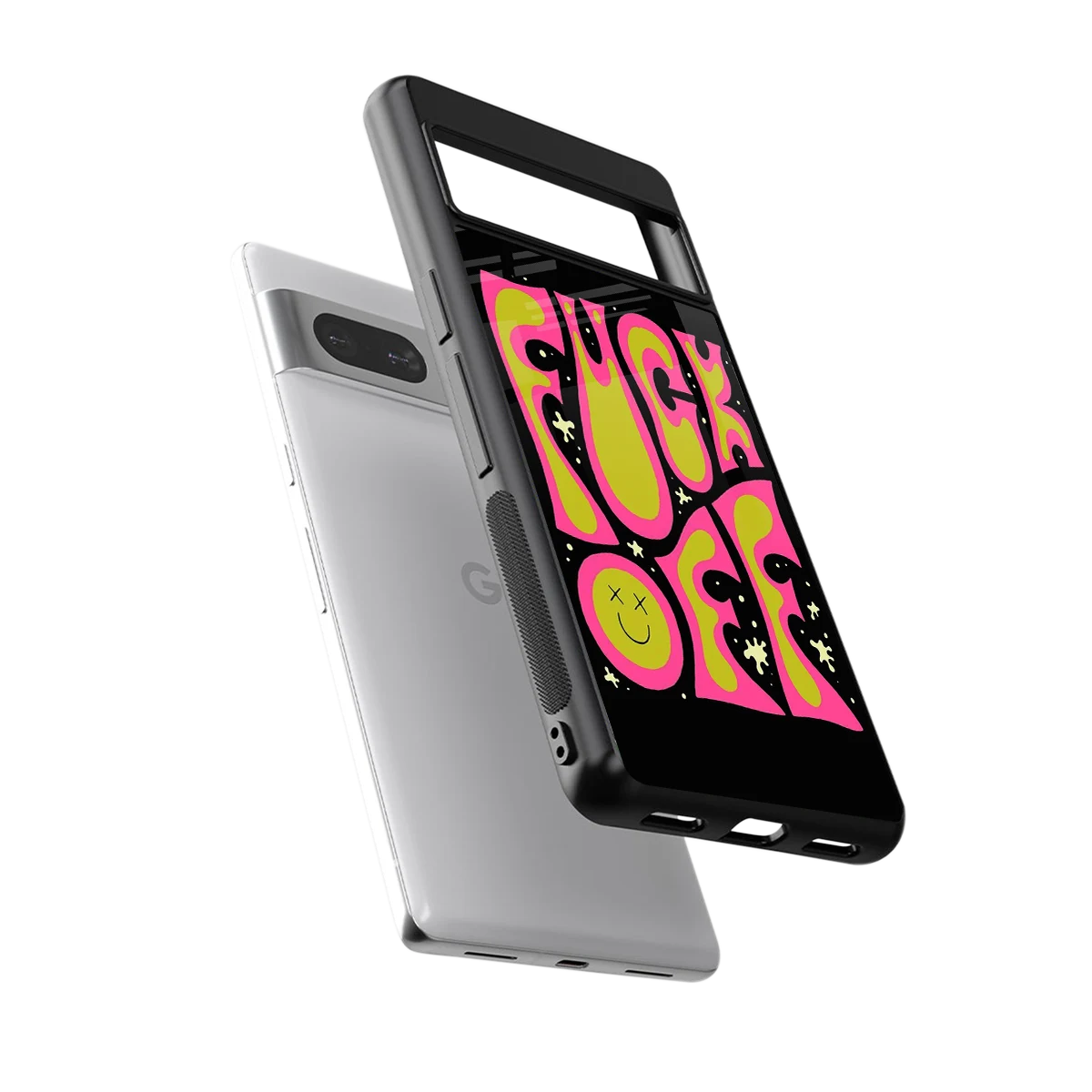 Buzz Off sleek google pixel 7 cover with tempered glass back and TPU edges