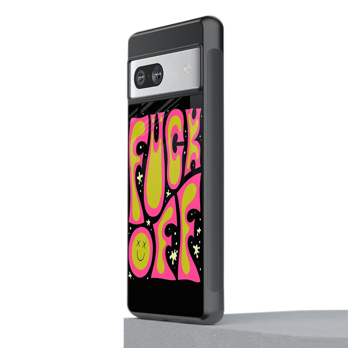 Buzz Off stylish phone case for google pixel 7a | glossy glass and slim fit