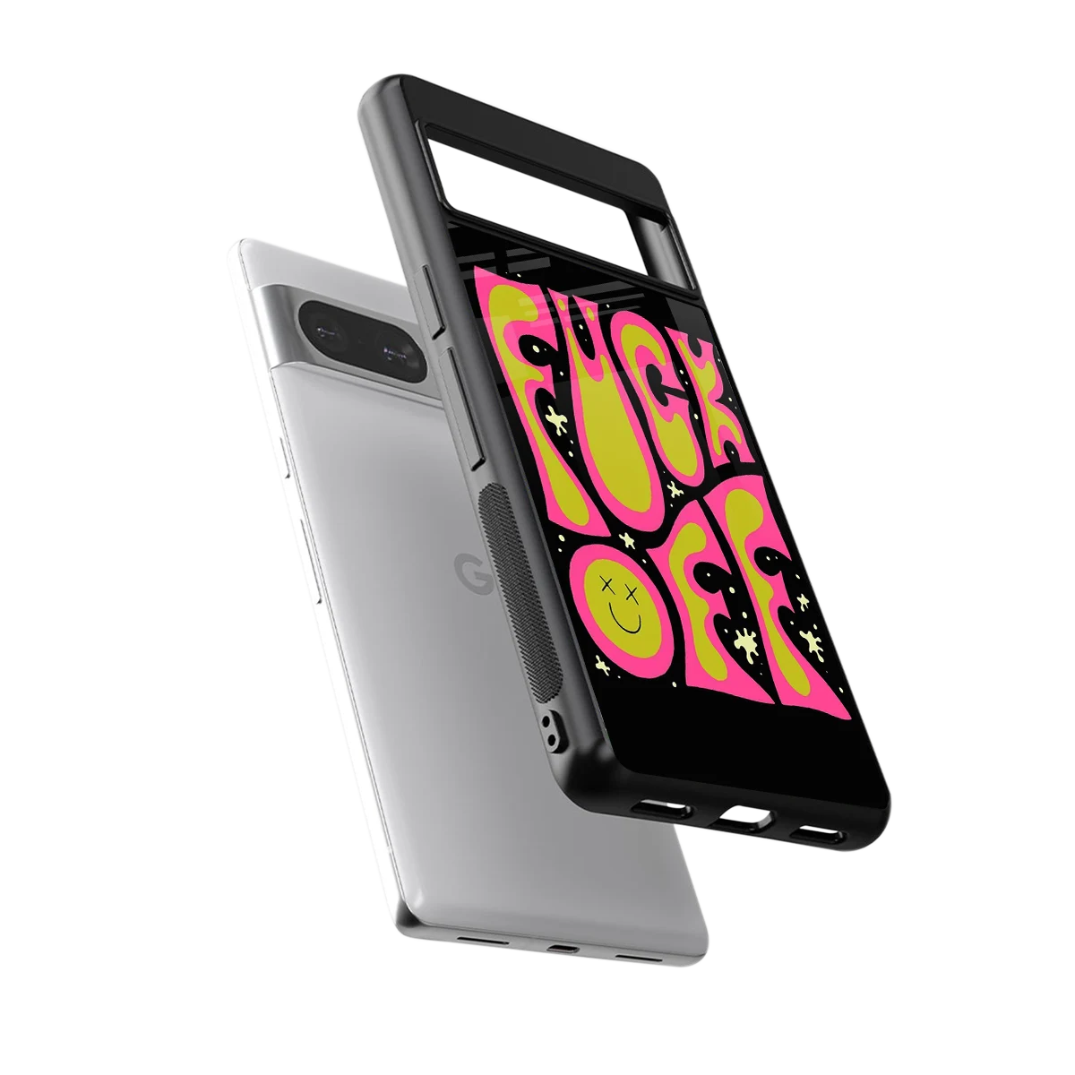 Buzz Off sleek google pixel 8 cover with tempered glass back and TPU edges