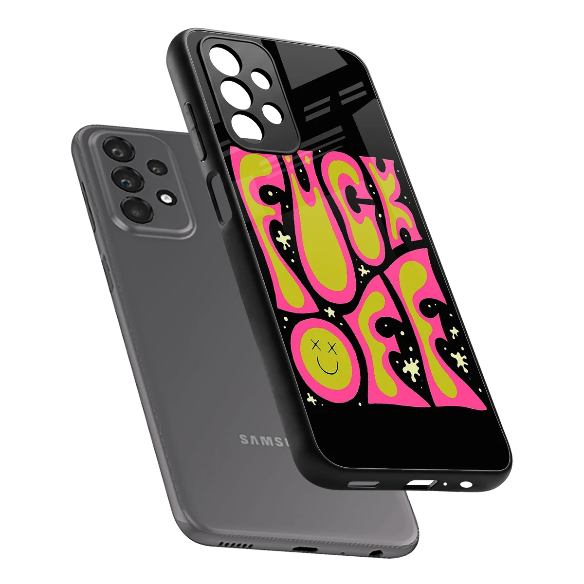 Buzz Off sleek samsung galaxy a23 cover with tempered glass back and TPU edges