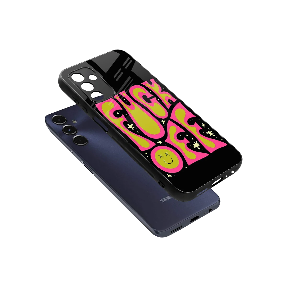 Buzz Off sleek samsung galaxy m14 5g cover with tempered glass back and TPU edges