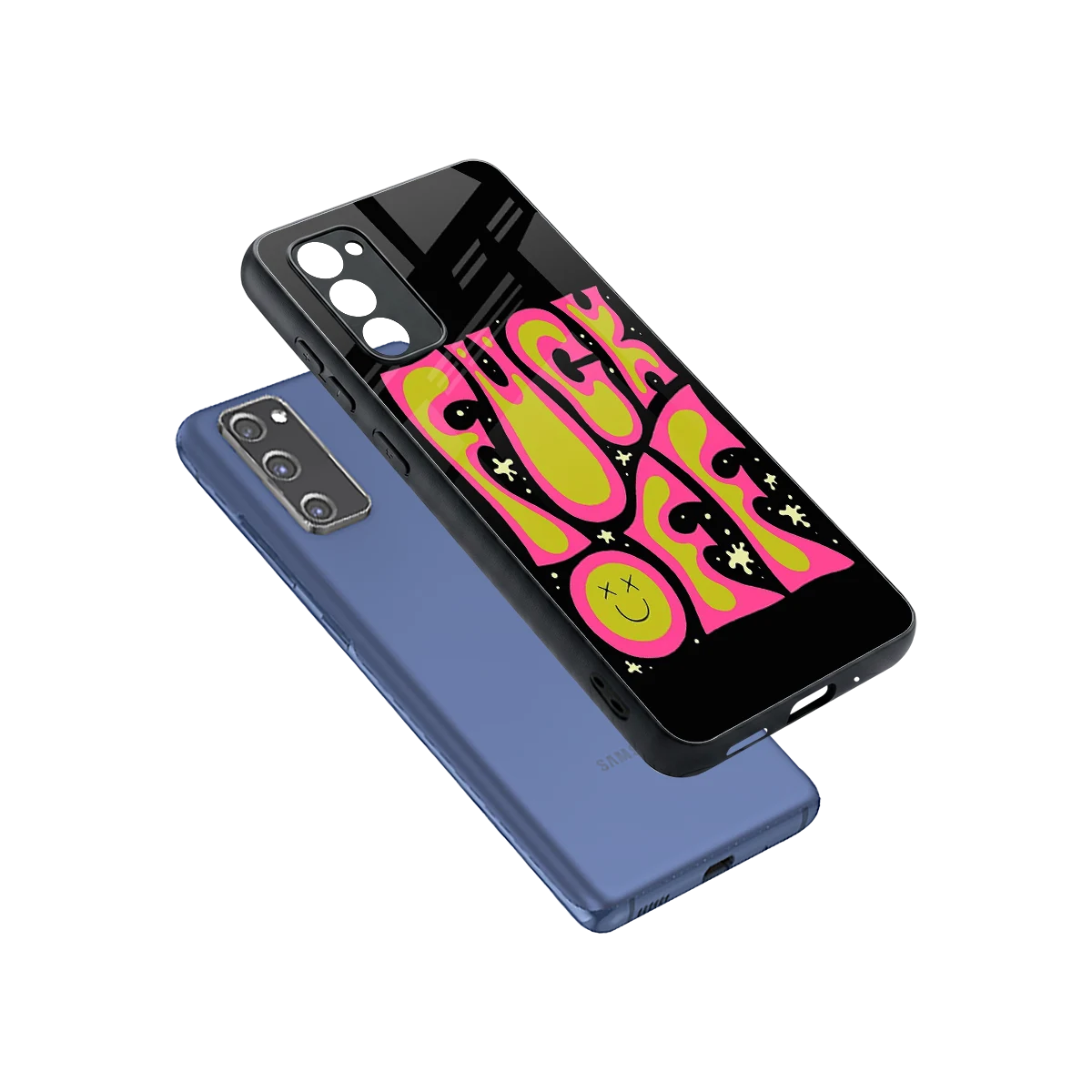 Buzz Off sleek samsung galaxy s20 fe cover with tempered glass back and TPU edges