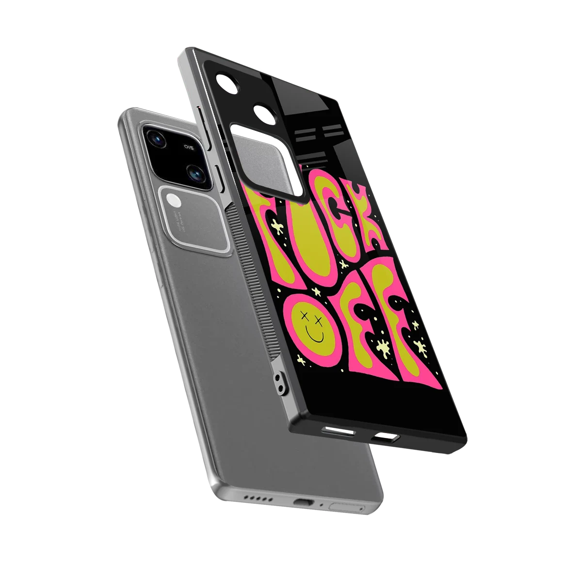 Buzz Off sleek vivo v30 cover with tempered glass back and TPU edges