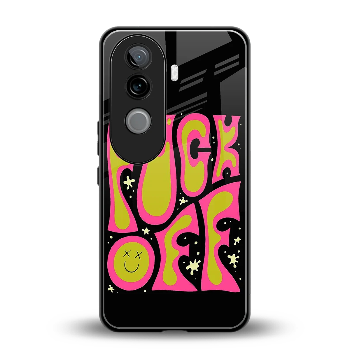 Buzz Off back phone cover | glass case for vivo v40e