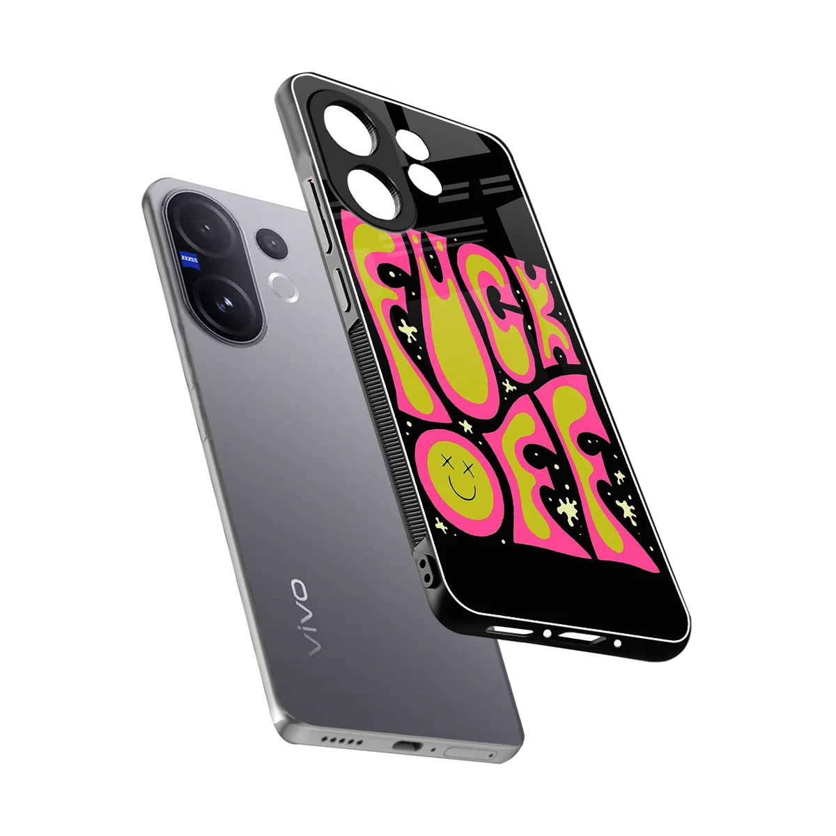 Buzz Off sleek vivo v60 cover with tempered glass back and TPU edges