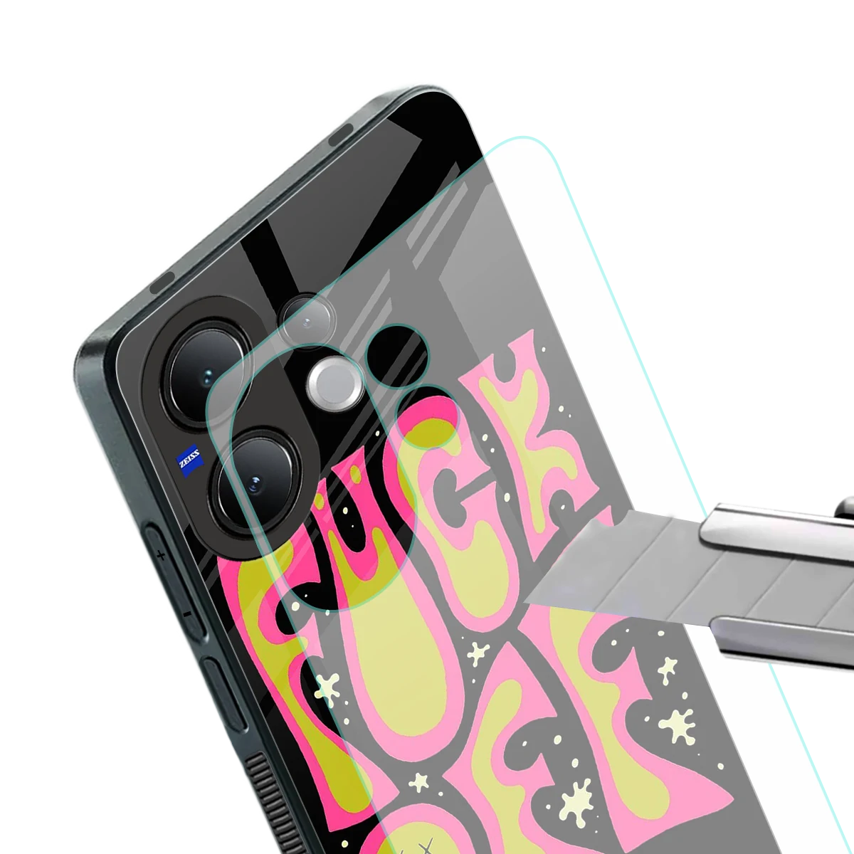 Buzz Off stylish phone case for vivo v60 | glossy glass and slim fit