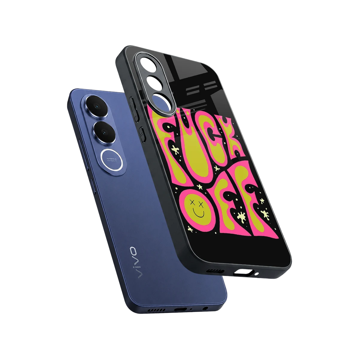 Buzz Off sleek vivo v70 fe cover with tempered glass back and TPU edges