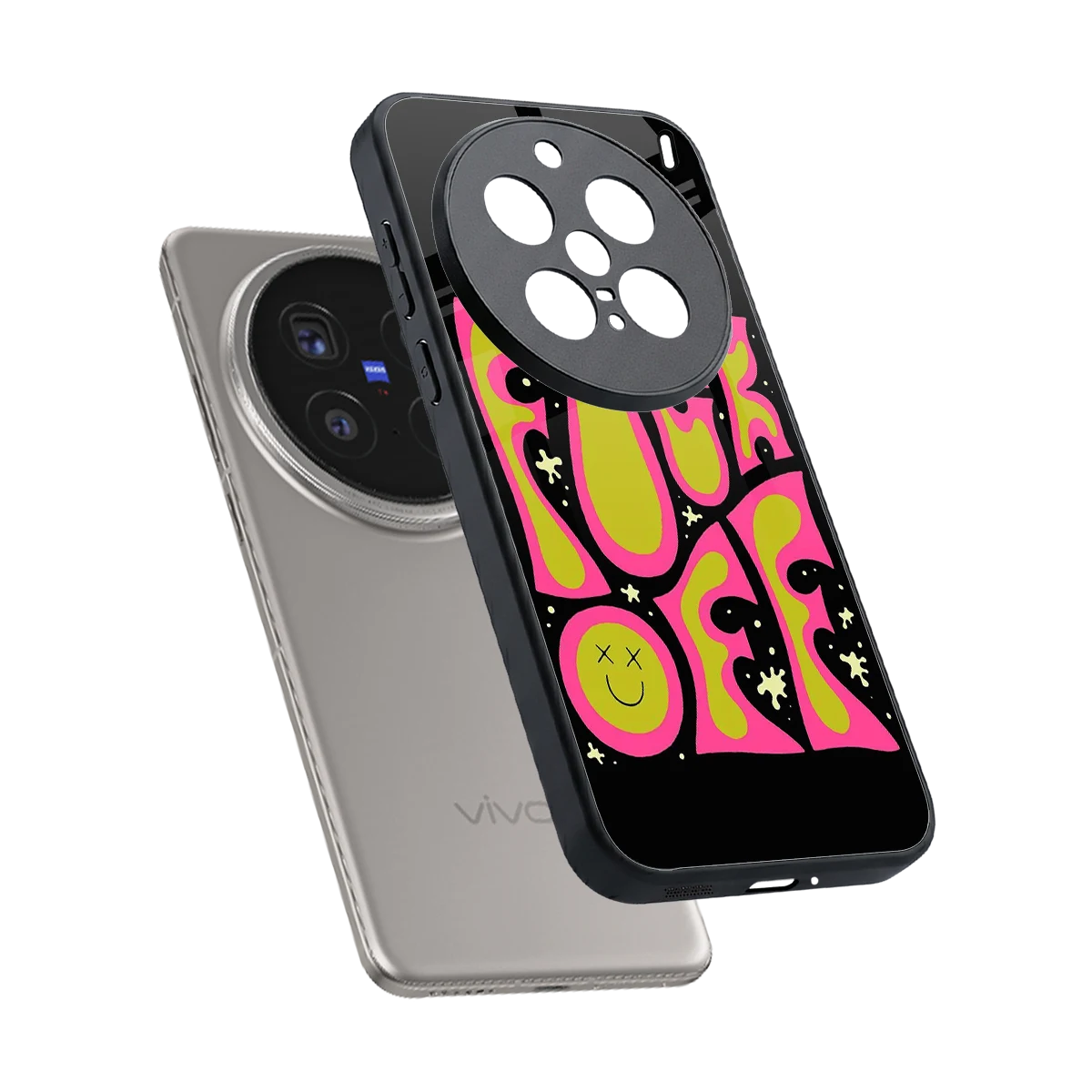 Buzz Off sleek vivo x200 pro cover with tempered glass back and TPU edges