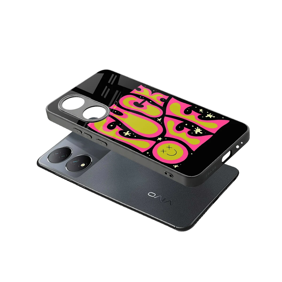 Buzz Off sleek Vivo-y100 cover with tempered glass back and TPU edges