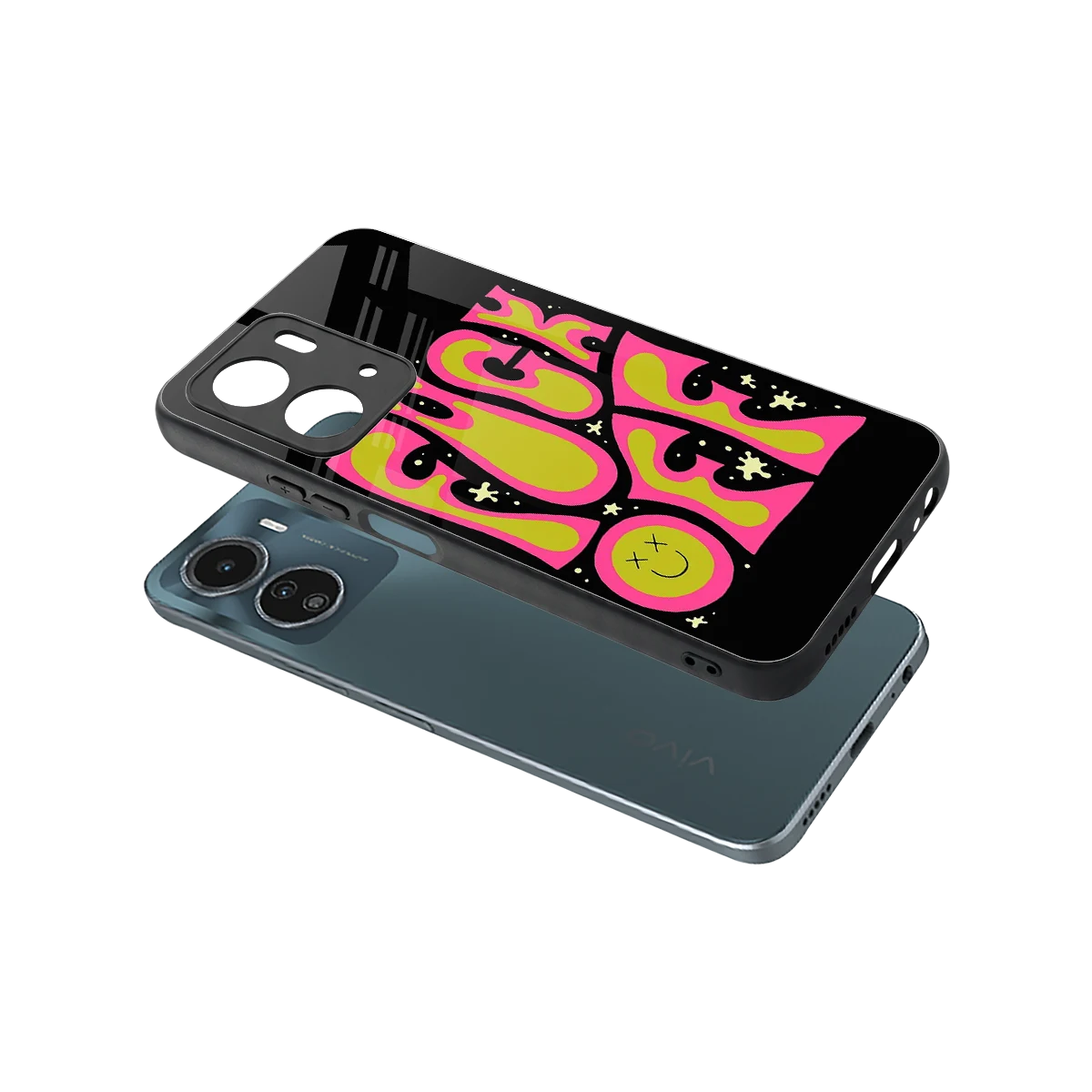 Buzz Off sleek vivo y16 cover with tempered glass back and TPU edges