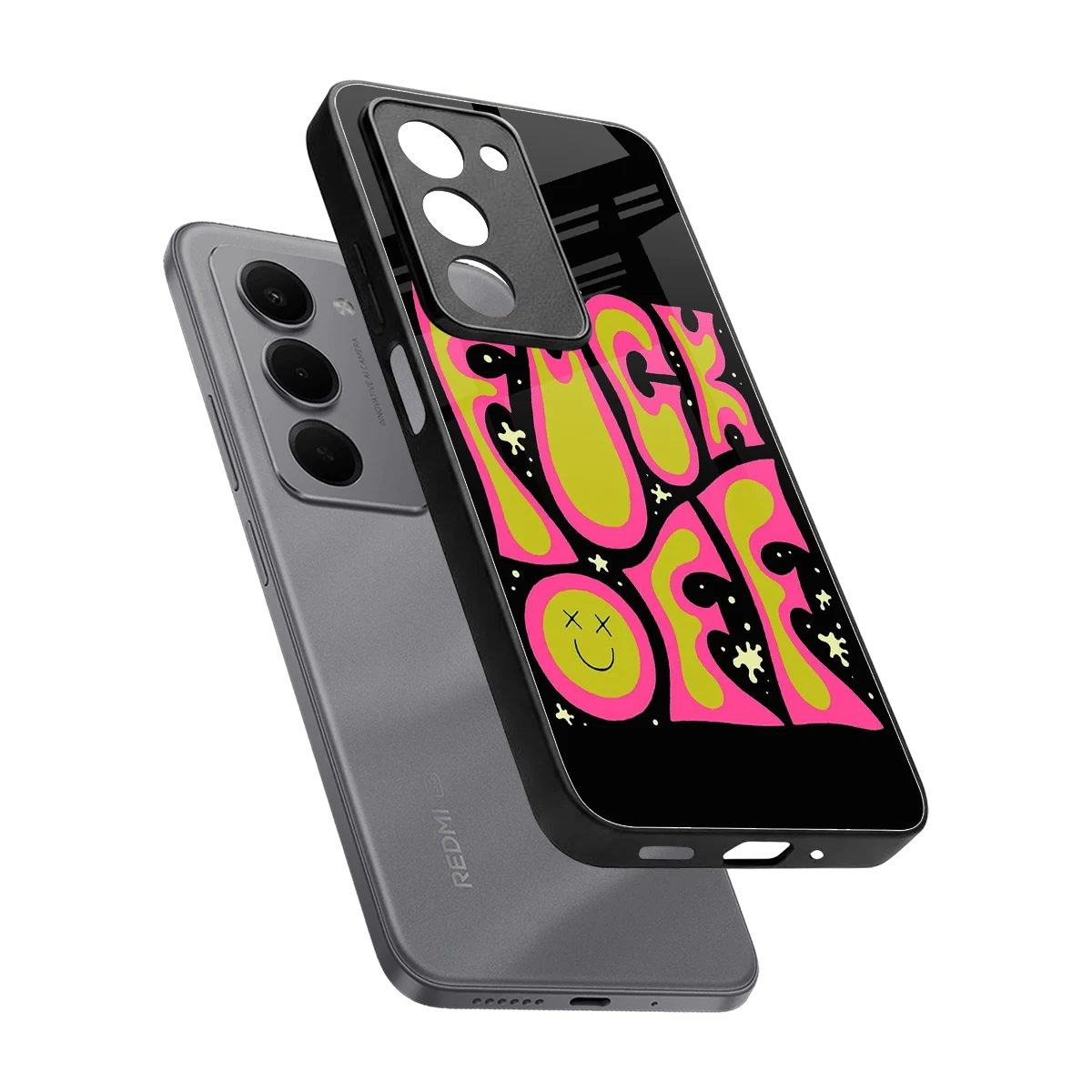 Buzz Off sleek redmi 15 5g cover with tempered glass back and TPU edges