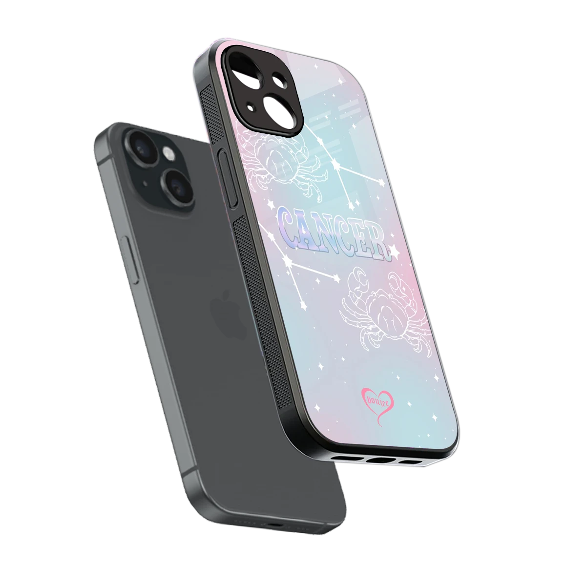 Cancer Aura sleek iphone 15 cover with tempered glass back and TPU edges